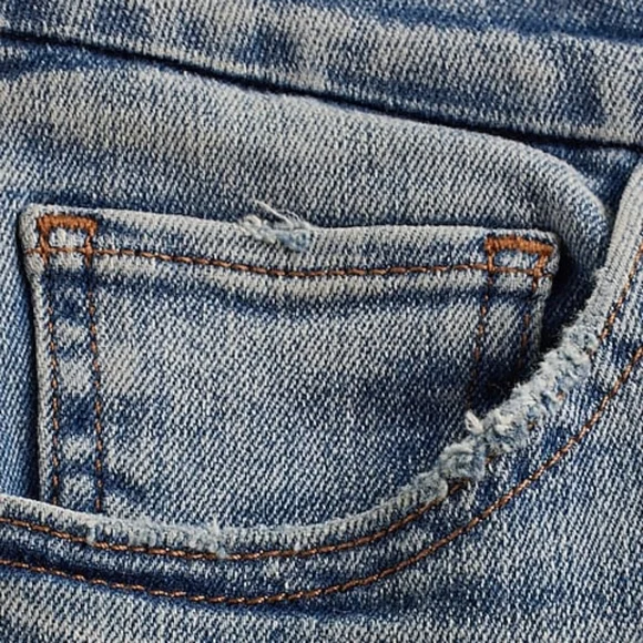 EXPRESS: Mid Rise Light Wash Drop Hem FlexX 70s Flare Jeans - Picture 8 of 9